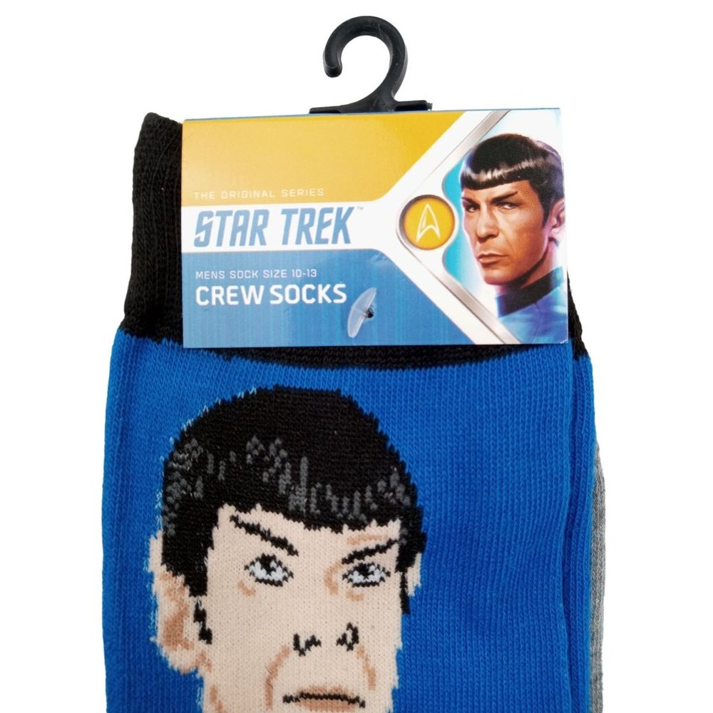 Spock Star Trek Phaser Socks Crew Cut Novelty Official Space TV Men Size 13 Blue - Picture 2 of 4